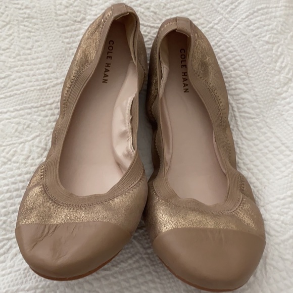 Cole Hana Gold Ballerina Flats, 9 - Picture 2 of 3